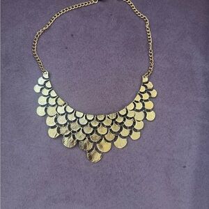 Gold Scalloped Bib Necklace - Women Jewelry